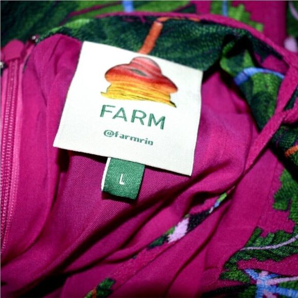 NWT Farm Rio Women’s Pink Leaves Midi Dress - Size Large - Picture 6 of 13